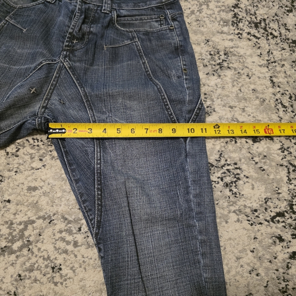 Vintage Y2k Camelot Baggy Crotch Skinny Jeans Mens Size 28 Dark Fade Wash - Picture 8 of 12